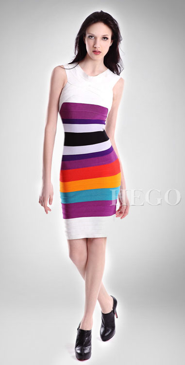 Herve Leger Rainbow Ombre Bandage Dress