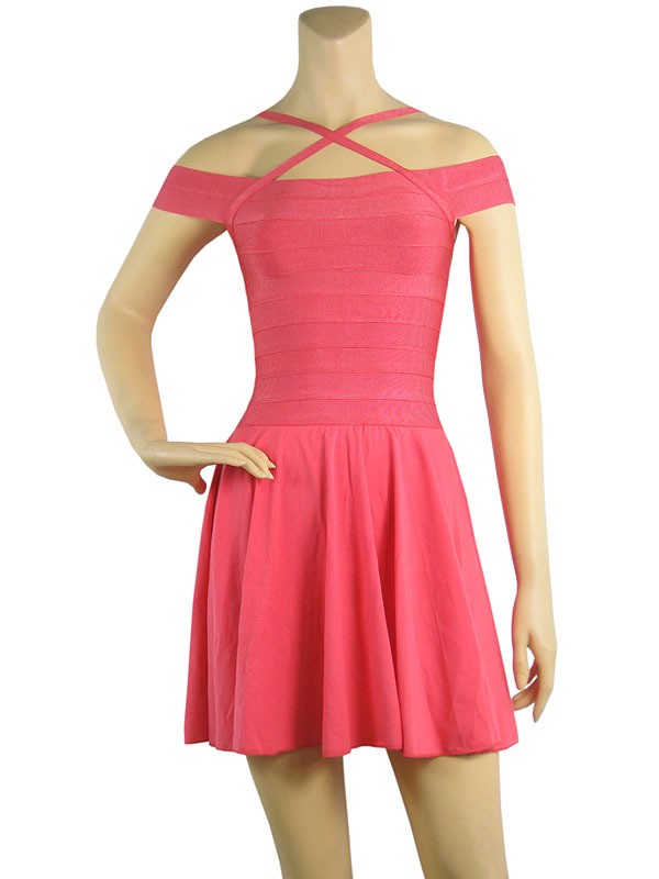 Dress Like Victoria Beckham Herve Leger Pink Bandage Dress