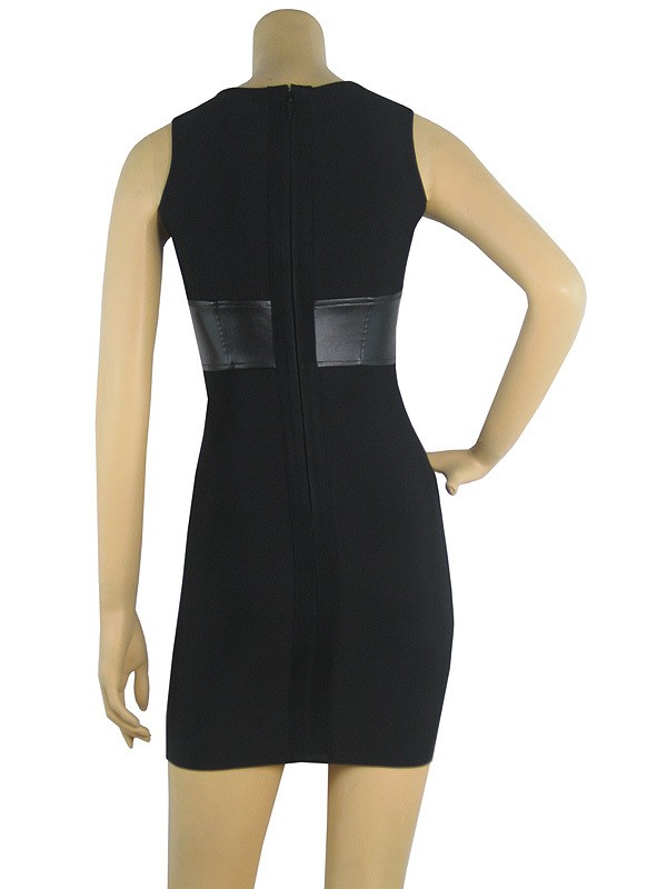 Herve Leger New Fashion Studded Neckline Black Bandage Dress