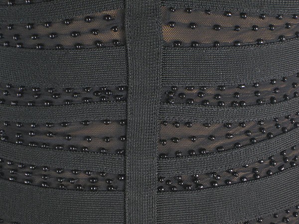 Herve Leger New Style V Neck Beaded Black Bandage Dress