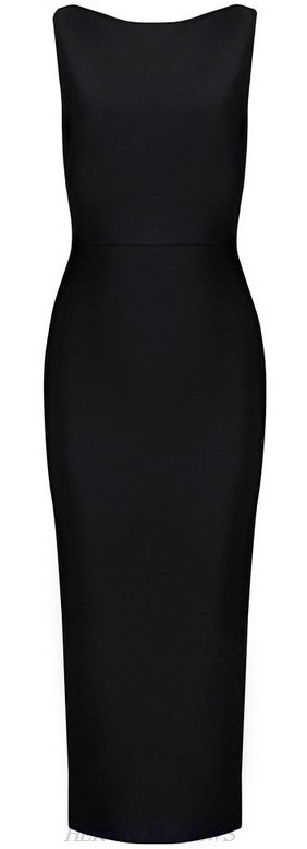 Herve Leger Black Backless Side Boob Bandage Dress
