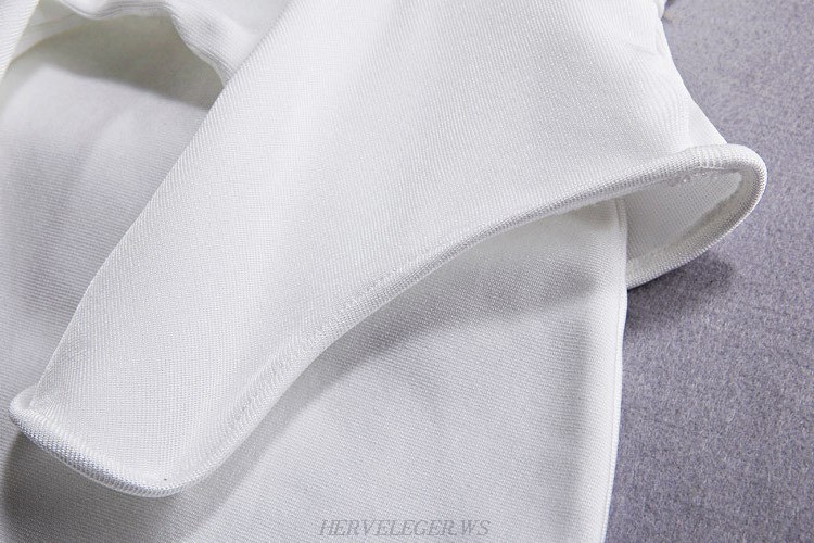 Herve Leger White Bandeau Peplum Bandage Dress