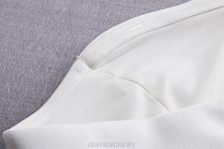 Herve Leger White Bandeau Peplum Bandage Dress