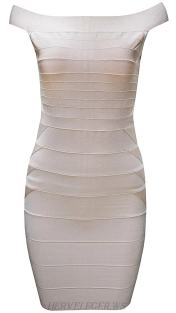 Herve Leger Nude Bardot Bandage Dress