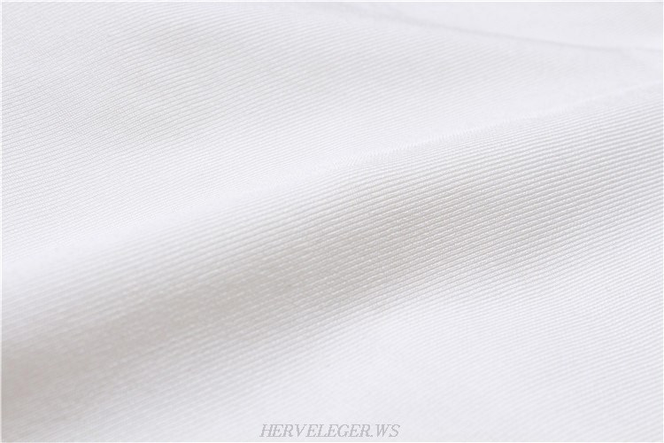 Herve Leger White Beaded Peplum Dress
