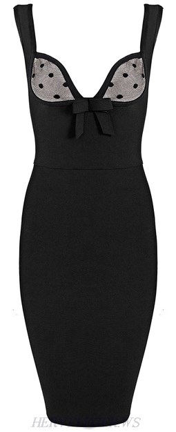Herve Leger Black Bow Detail Mesh Dress