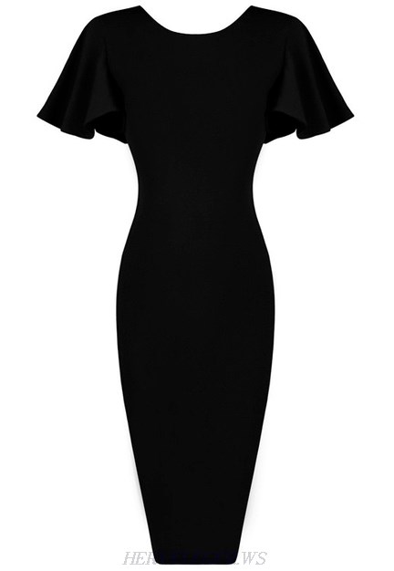 Herve Leger Black Butterfly Sleeve Bandage Dress Herve Leger Black Butterfly Sleeve Bandage Dress