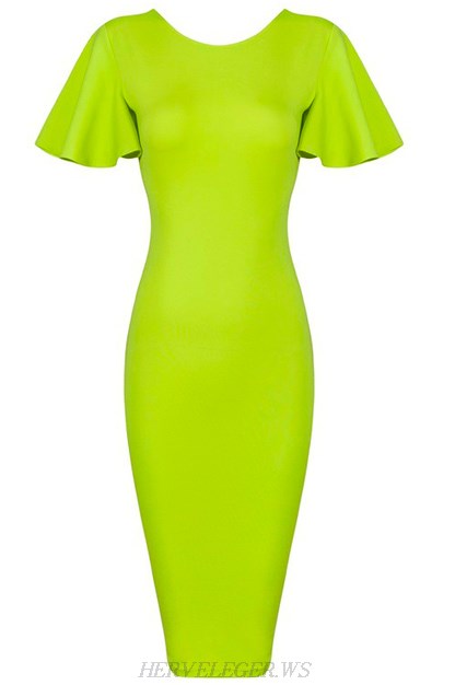 Herve Leger Green Butterfly Sleeve Bandage Dress Herve Leger Green Butterfly Sleeve Bandage Dress