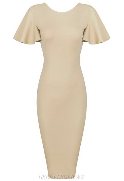 Herve Leger Nude Butterfly Sleeve Bandage Dress Herve Leger Nude Butterfly Sleeve Bandage Dress