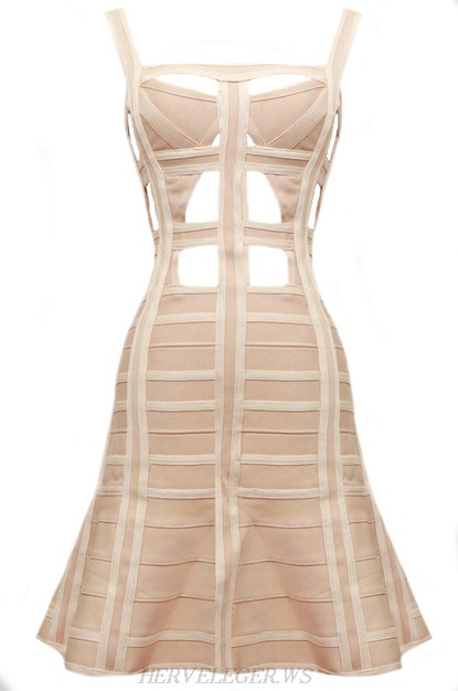 Herve Leger Nude Cut Out A Line Dress Herve Leger Nude Cut Out A Line Dress