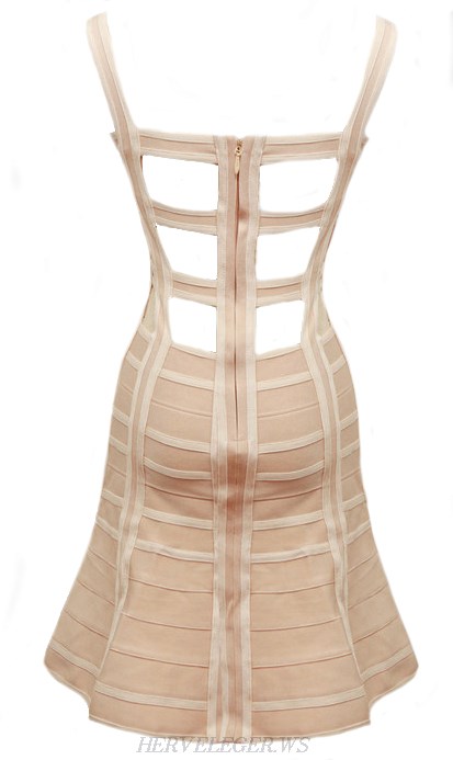 Herve Leger Nude Cut Out A Line Dress