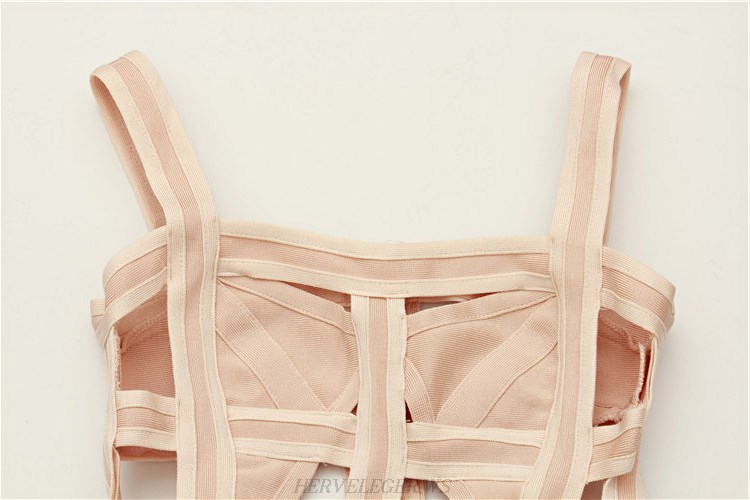 Herve Leger Nude Cut Out A Line Dress