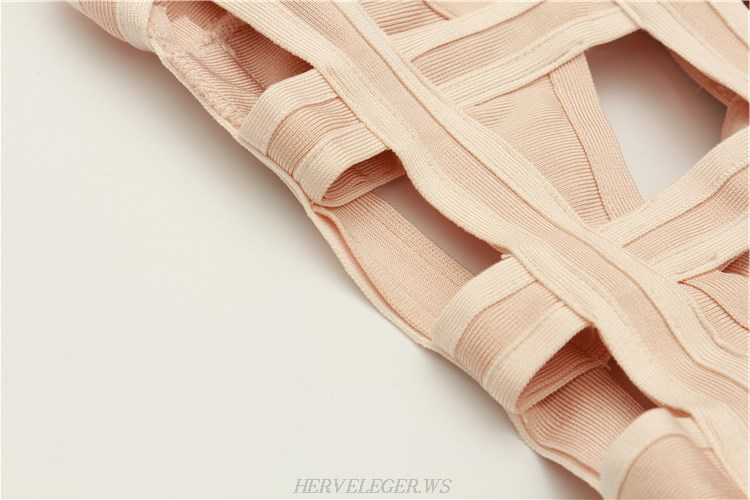 Herve Leger Nude Cut Out A Line Dress