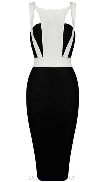 Herve Leger Black And White Cut Out Bandage Dress