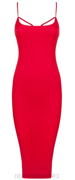Herve Leger Red Cut Out Lace Up Dress Herve Leger Red Cut Out Lace Up Dress