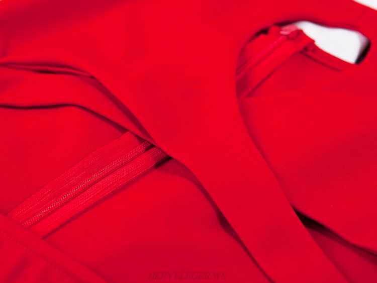 Herve Leger Red Cut Out Bandage Dress