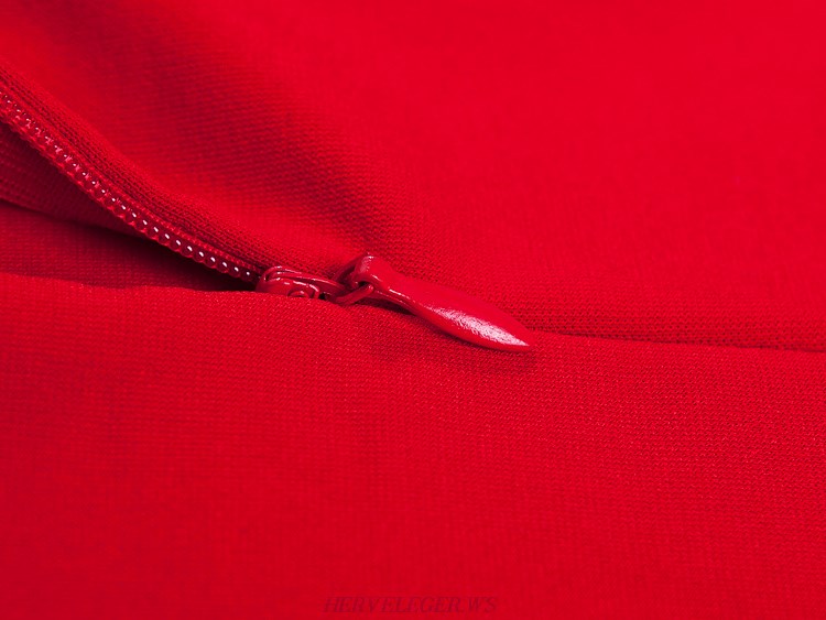 Herve Leger Red Cut Out Bandage Dress