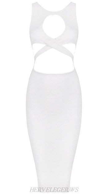 Herve Leger White Cut Out Bandage Dress Herve Leger White Cut Out Bandage Dress
