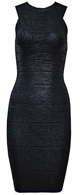 Herve Leger Black Empire Woodgrain Print Bandage Dress Herve Leger Black Empire Woodgrain Print Bandage Dress