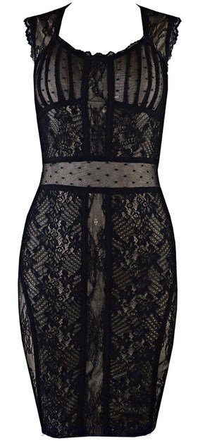 Herve Leger Black Lace Bandage Dress Herve Leger Black Lace Bandage Dress