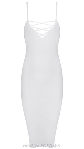Herve Leger White Lace Up Bandage Dress Herve Leger White Lace Up Bandage Dress