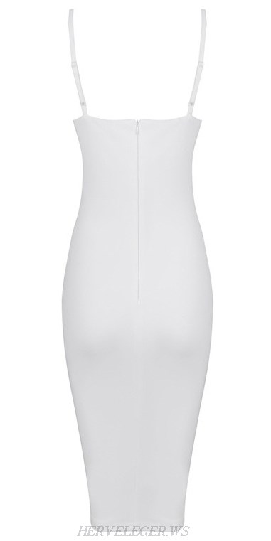 Herve Leger White Lace Up Bandage Dress