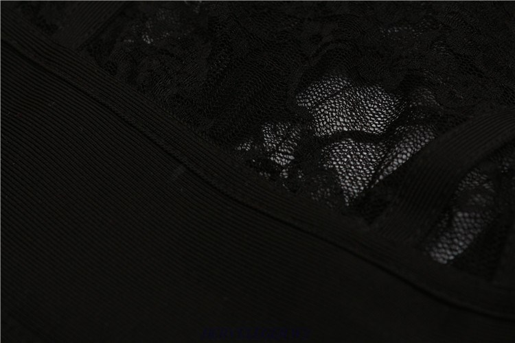 Herve Leger Black Long Sleeve Lace Dress