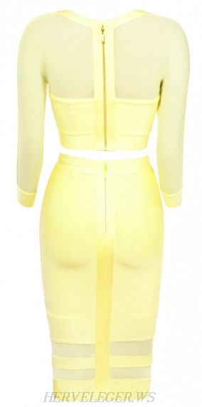 Herve Leger Lemon Mesh Two Piece Bandage Dress