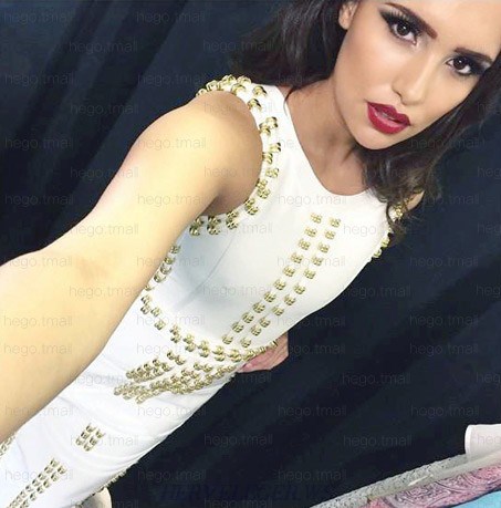 Herve Leger White Metallic Applique Bandage Gown