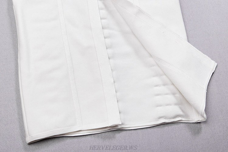 Herve Leger White Metallic Applique Bandage Gown