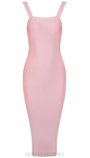 Herve Leger Pink Midi Bandage Dress