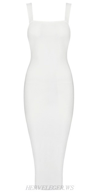 Herve Leger White Midi Bandage Dress