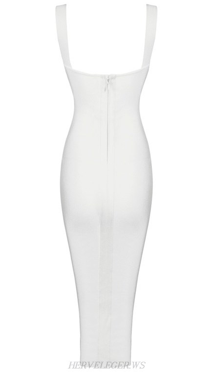 Herve Leger White Midi Bandage Dress
