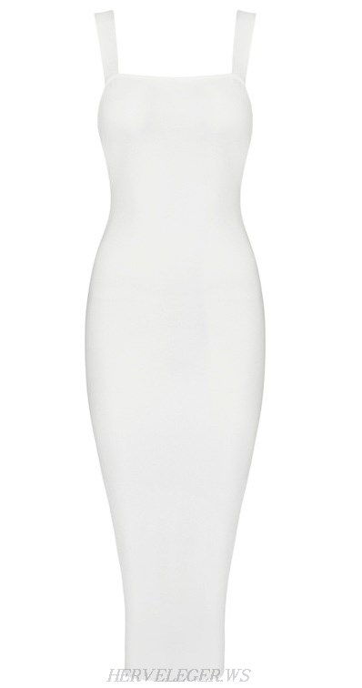 Herve Leger White Midi Bandage Dress