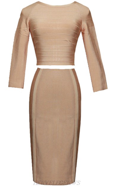 Herve Leger Nude Two Piece Dress