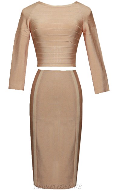 Herve Leger Nude Two Piece Dress Herve Leger Nude Two Piece Dress