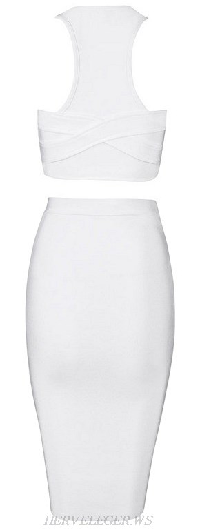 Herve Leger White Scoop Two Piece Bandage Dress