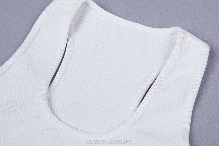 Herve Leger White Scoop Two Piece Bandage Dress