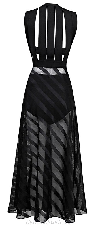 Herve Leger Black See Through Cut Out Bandage Dress