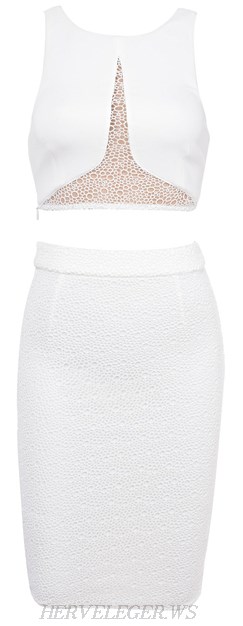 Herve Leger White See Through Two Piece Bandage Dress
