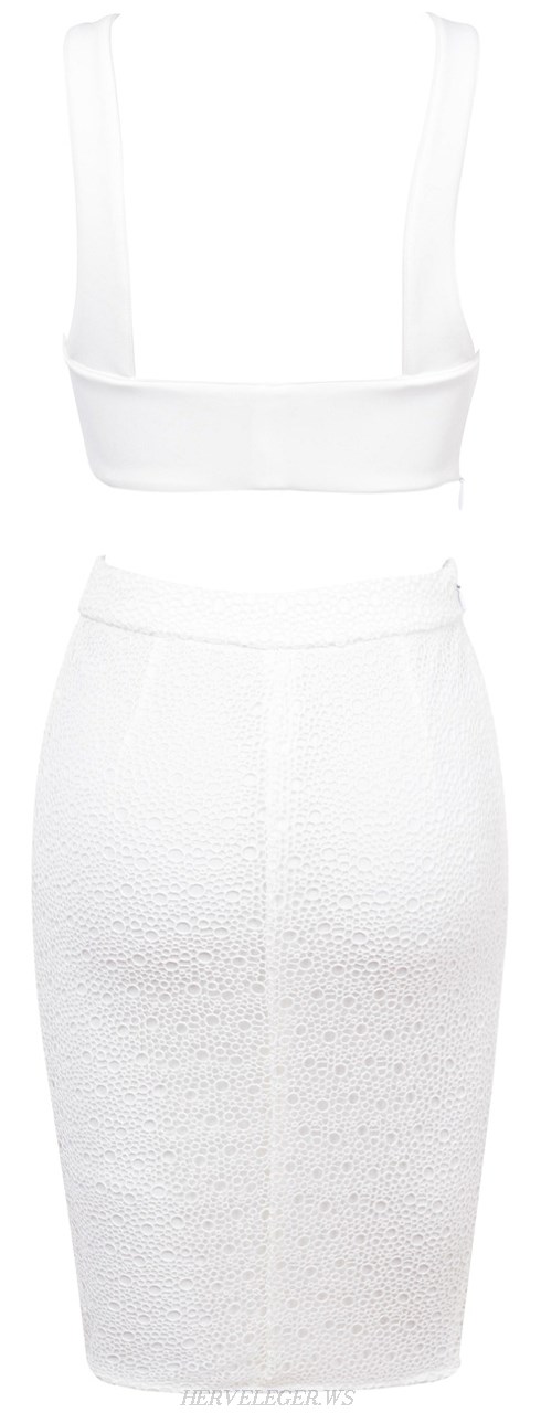 Herve Leger White See Through Two Piece Bandage Dress