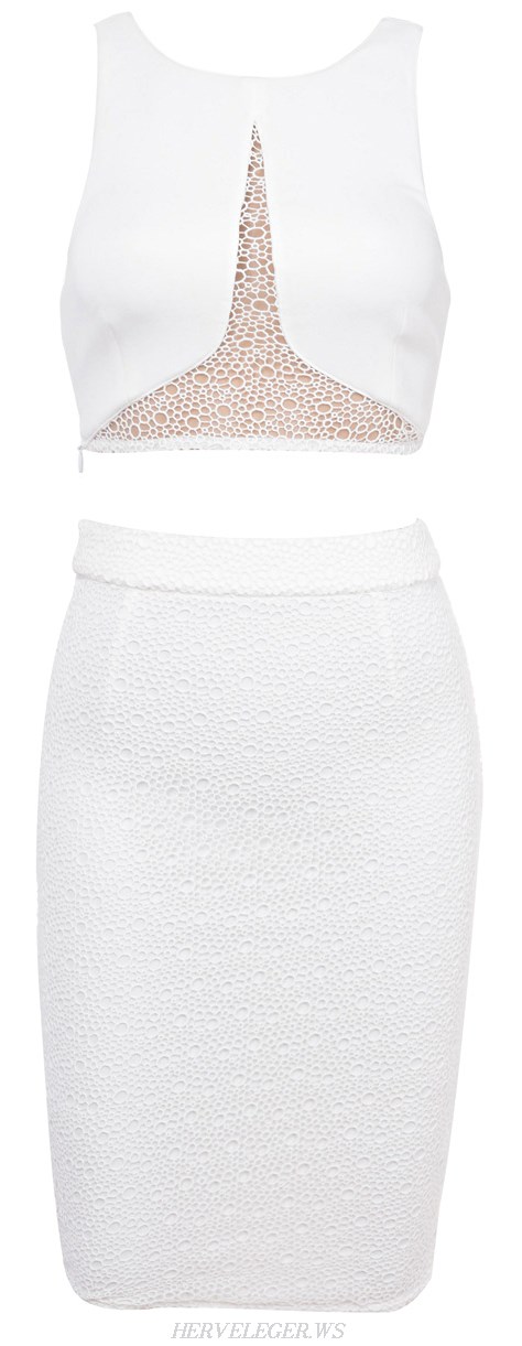 Herve Leger White See Through Two Piece Bandage Dress