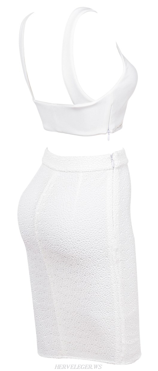 Herve Leger White See Through Two Piece Bandage Dress