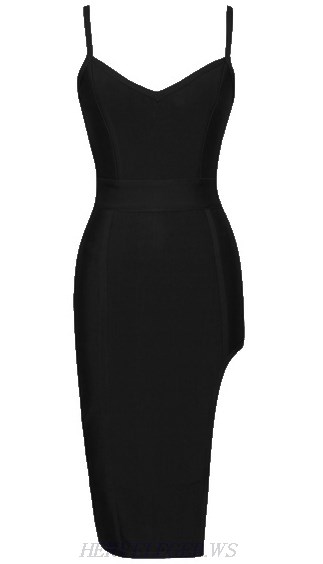 Herve Leger Black Side Slit Bandage Dress