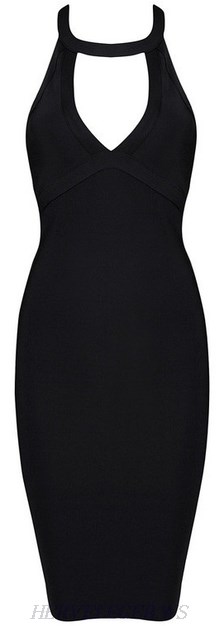 Herve Leger Black Strappy Back Cut Out Dress