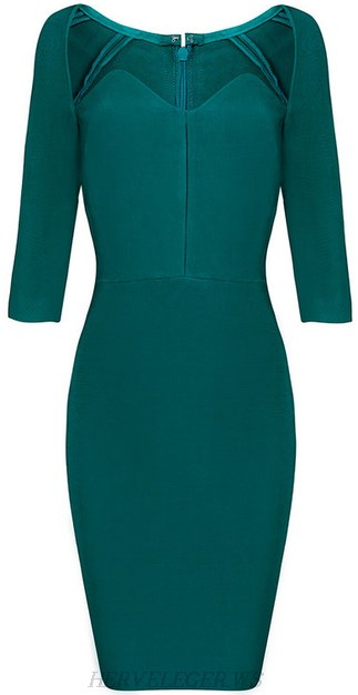 Herve Leger Emerald Green Sweetheart Bandage Dress