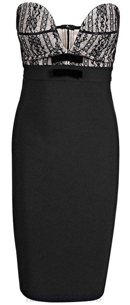 Herve Leger Black Sweetheart Bandeau Bandage Dress