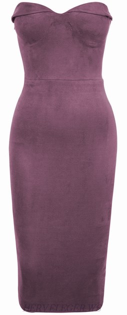 Herve Leger Purple Sweetheart Bandeau Dress