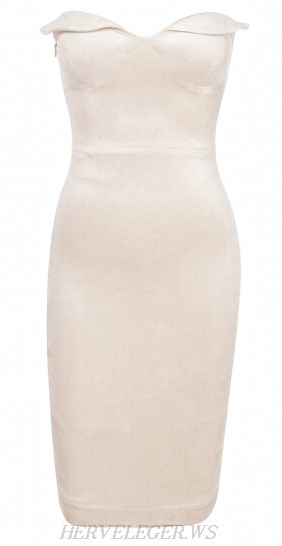 Herve Leger White Sweetheart Bandeau Dress