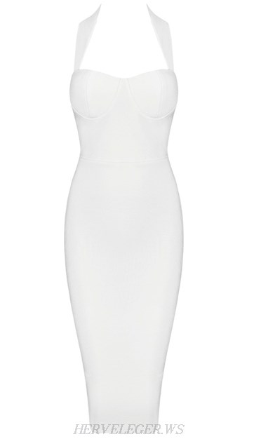 Herve Leger White Sweetheart Bandage Dress
